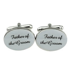 1 Pair Mens Silver Oval Wedding Cufflinks Groom Best Man Usher Page Boy Cuff Link Gift
