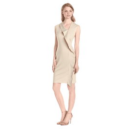 Anne Klein Women's Cap Sleeve Asymmetrical Neck Ruffle Dress